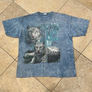 Gildan Nature Shirt Mens XL Blue Mountain White Tiger Ultra Cotton Heavyweight